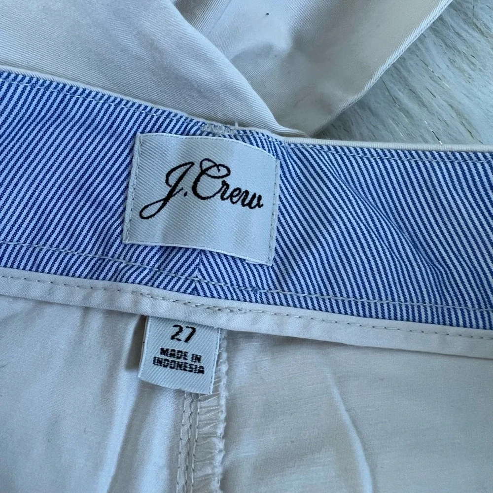 J.Crew Womens Re-Imagined Ankle Pants Ivory Mid Rise Pockets Cuffed Stretch 27